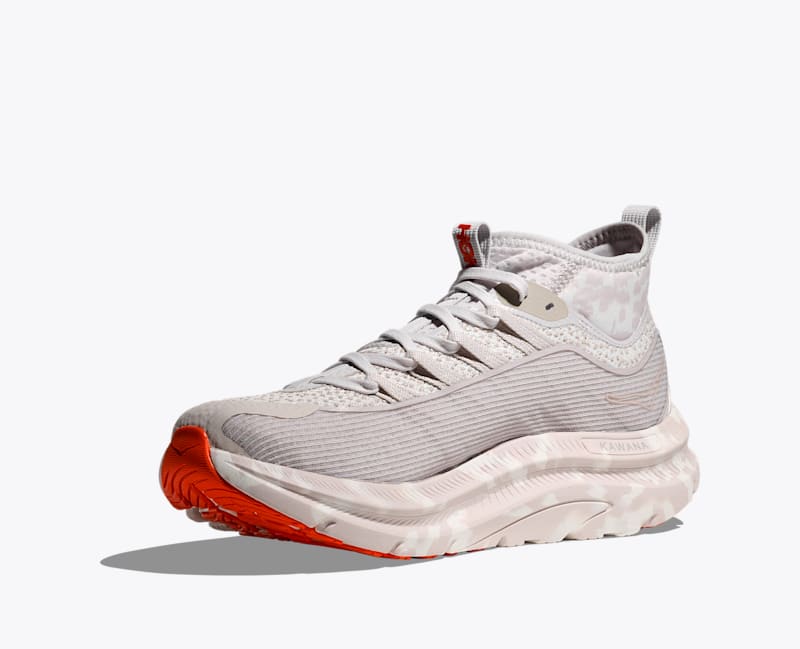 HOKA Kawana Mid Studio Proba Shoes in White Sand/Tangerine Tango
