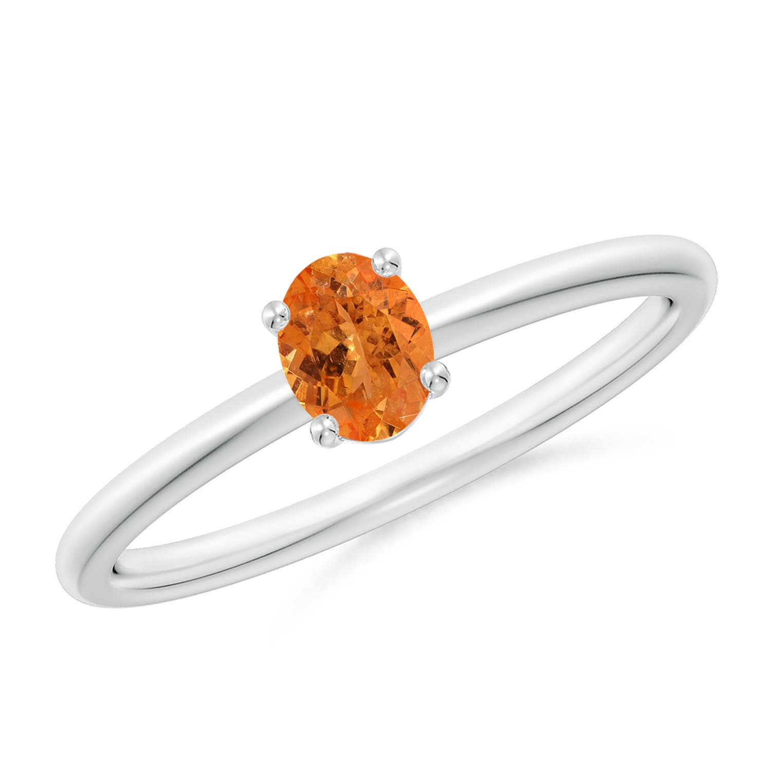 Angara 0.42 Carat Classic Solitaire Oval Spessartite Promise Ring in Silver