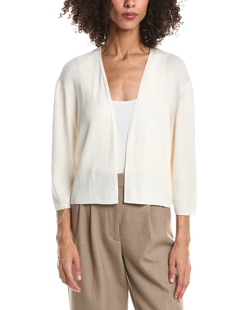 Plus Cropped Open Front Silk-Blend Cardigan