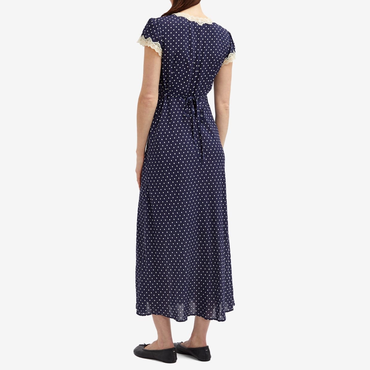 Women's Clarice Polka Dot Midi Dress in Navy Polka Dot