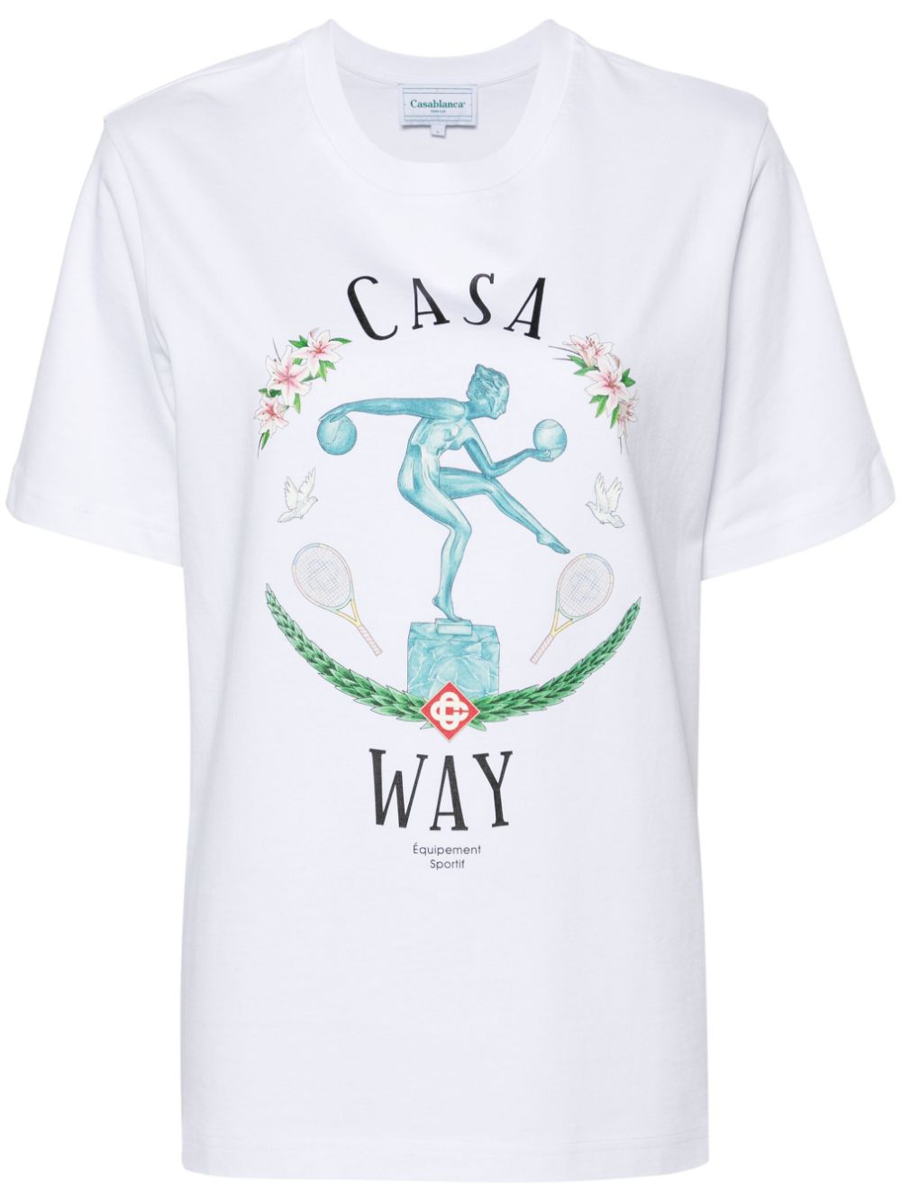 Statue En Marbre-print cotton T-shirt - White