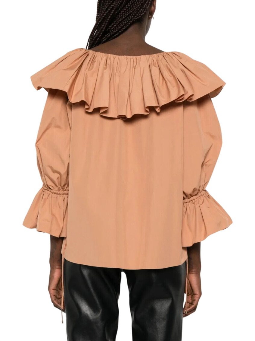 Orange Round Neck Ruffled Top
