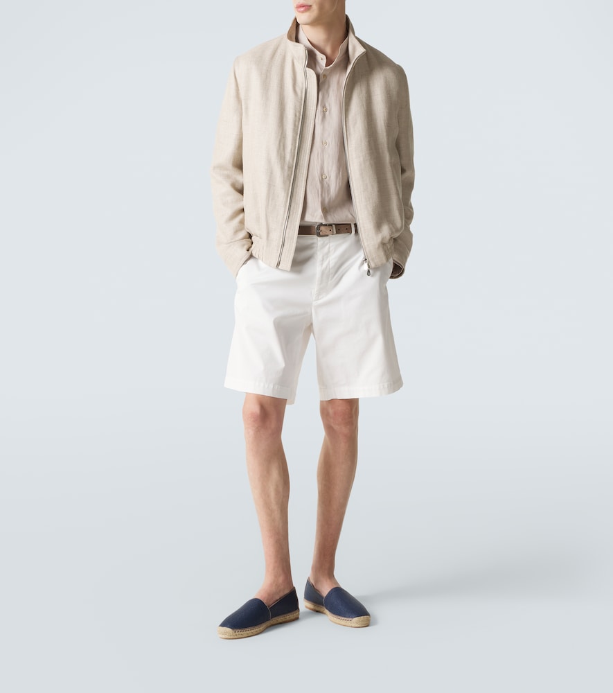 Suede-trimmed canvas espadrilles
