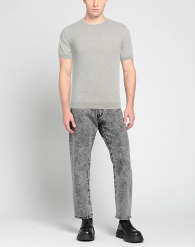 Man Sweater Light grey Size 46 Cotton
