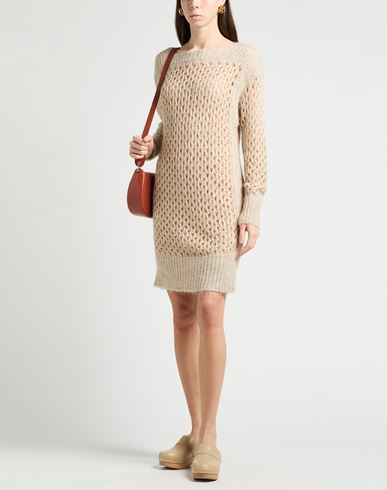 Woman Mini dress Beige Size S Polyamide, Acrylic, Mohair wool, Polyester