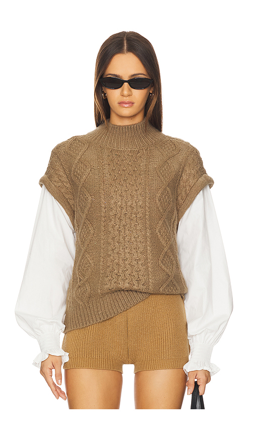 ASTR the Label Angeline Mixed Media Sweater in Khaki. XS also in L, M