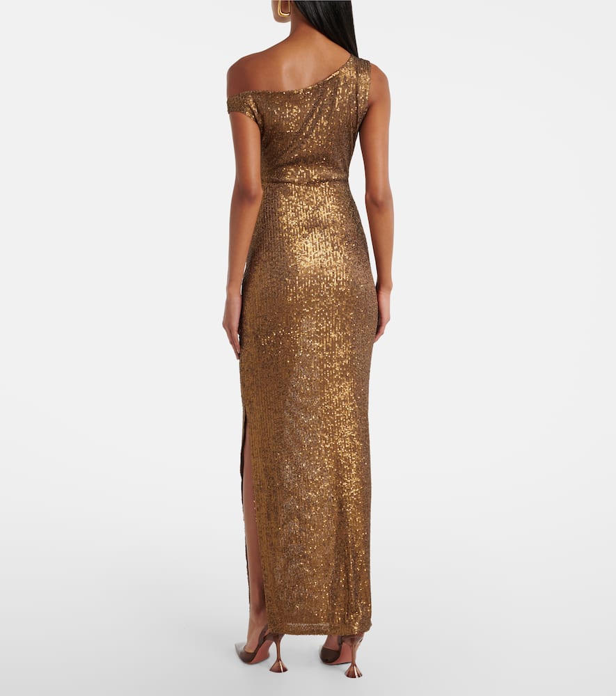 Sequined one-shoulder gown