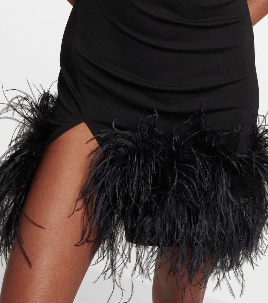 Fujiko feather-trimmed minidress