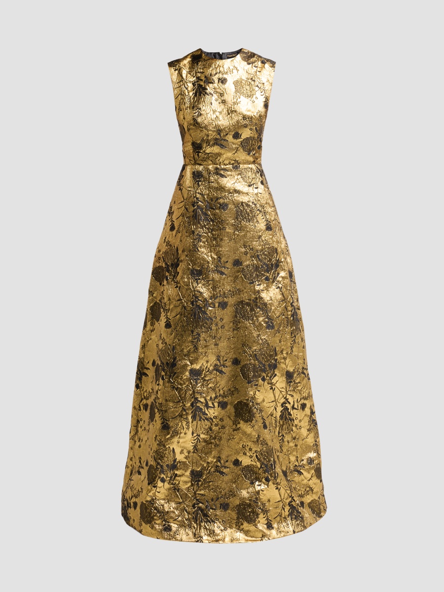 Women's After Midnight Metallic Brocade Gown - Black Gold