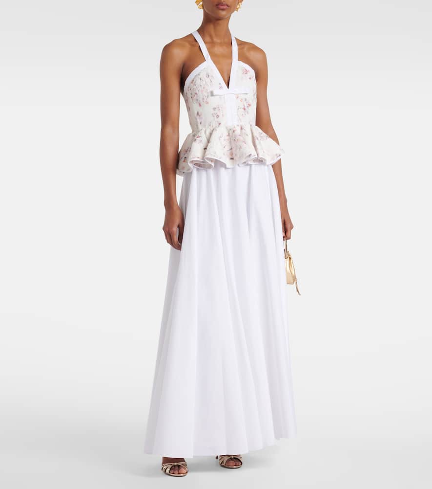 Ruffled floral lace gown
