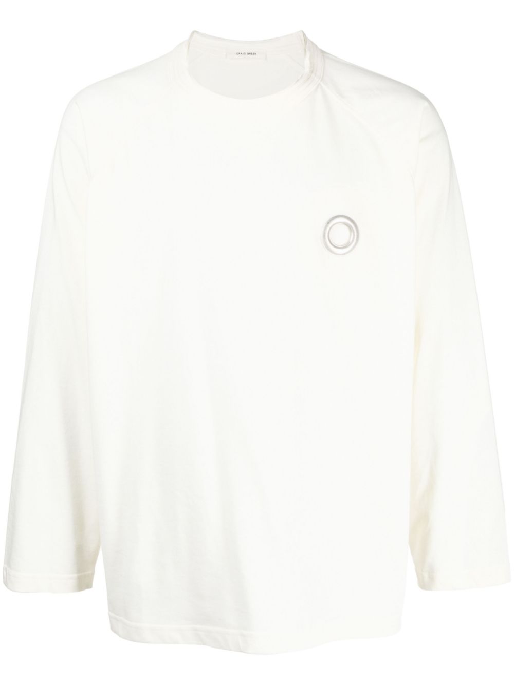 Eyelet long-sleeved T-shirt - White