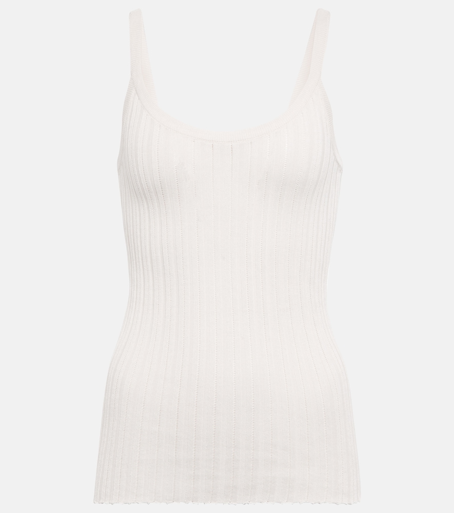 Taro ribbed-knit silk tank top