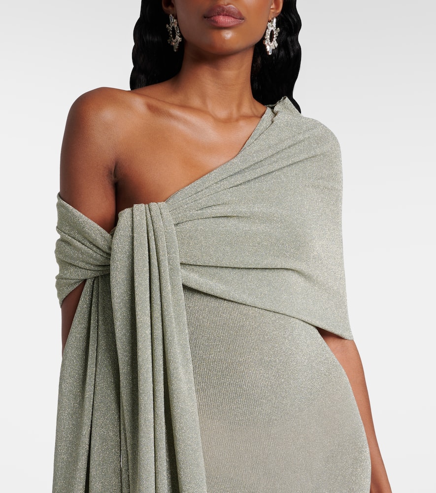 Draped one-shoulder maxi dress