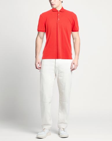 Silvery Man Polo shirt Tomato red Size L Cotton