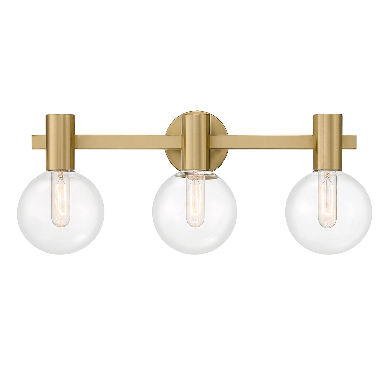 Warm Brass Three Light Bathroom Vanity from the Wright Collection