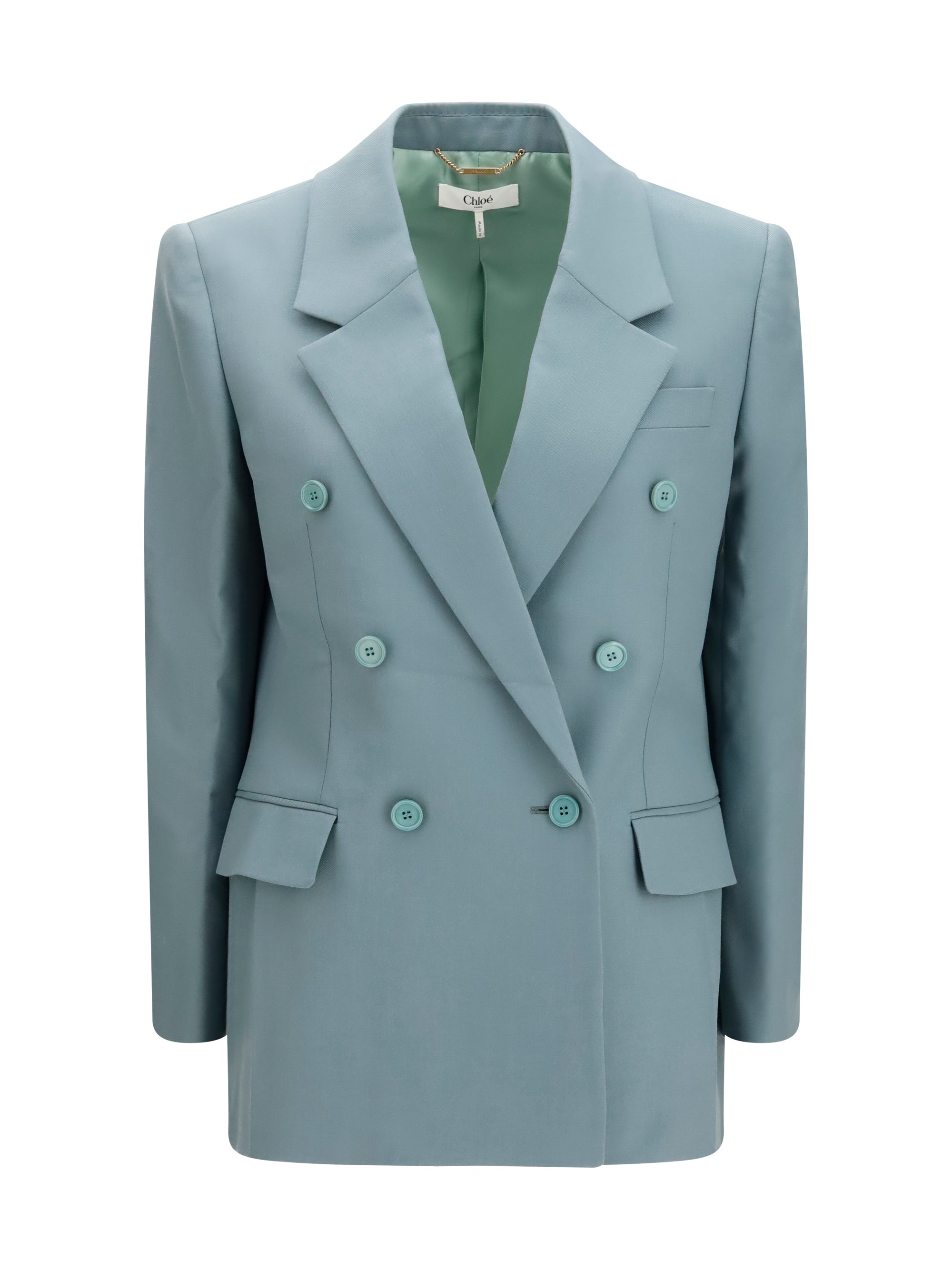 Double-Breasted Merino Wool Blazer — Gray