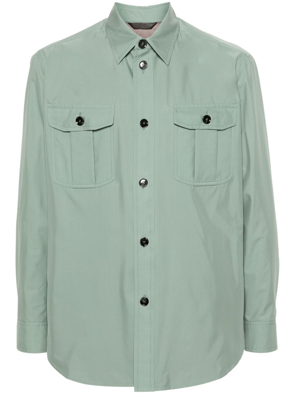Safari-pocket silk shirt jacket - Green