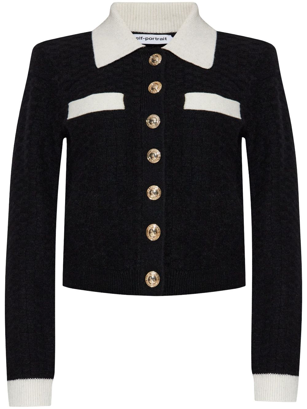 Button-fastened knit top - Black