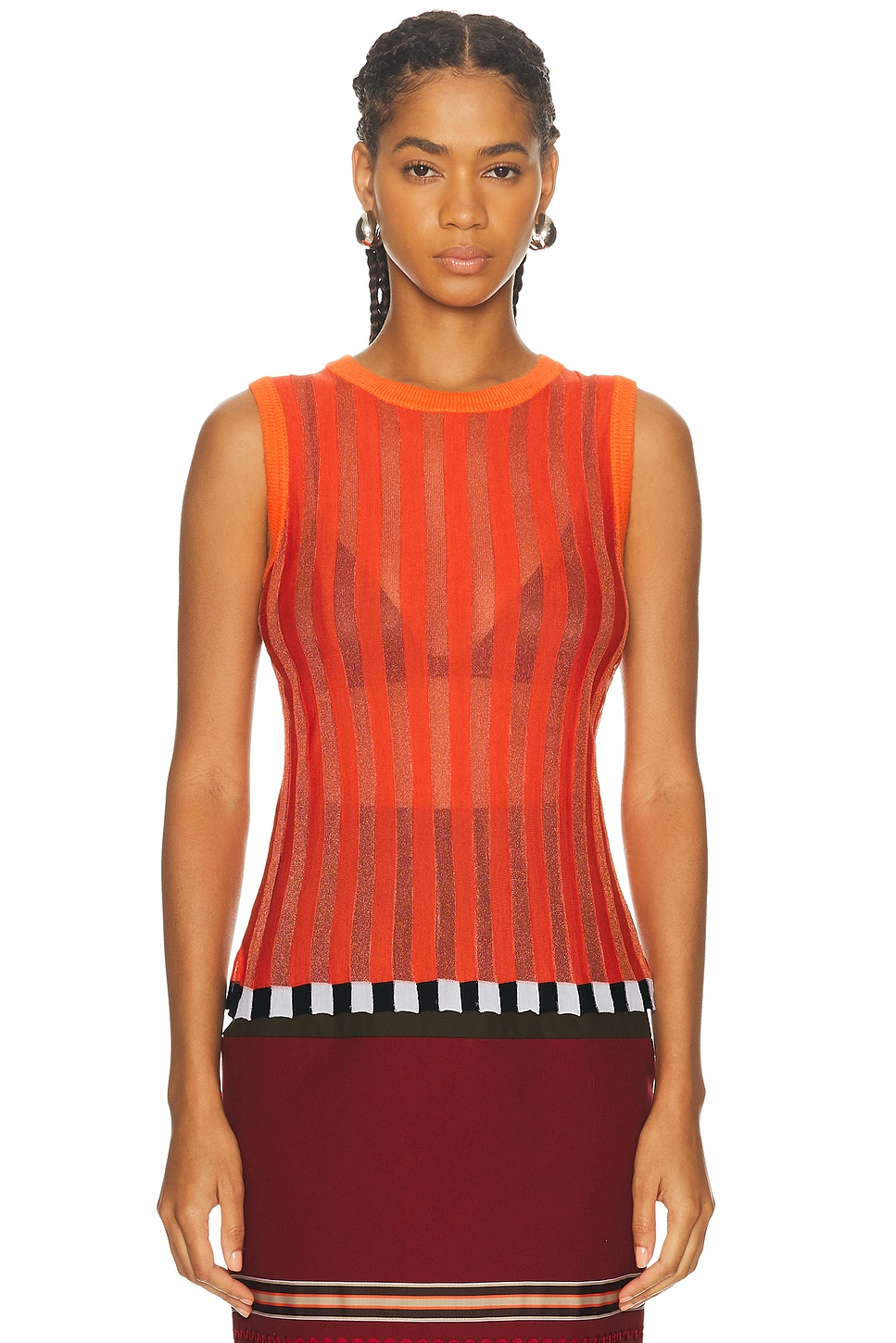 Christopher John Rogers Pleated Shell Top in Mabolo - Orange. L also in