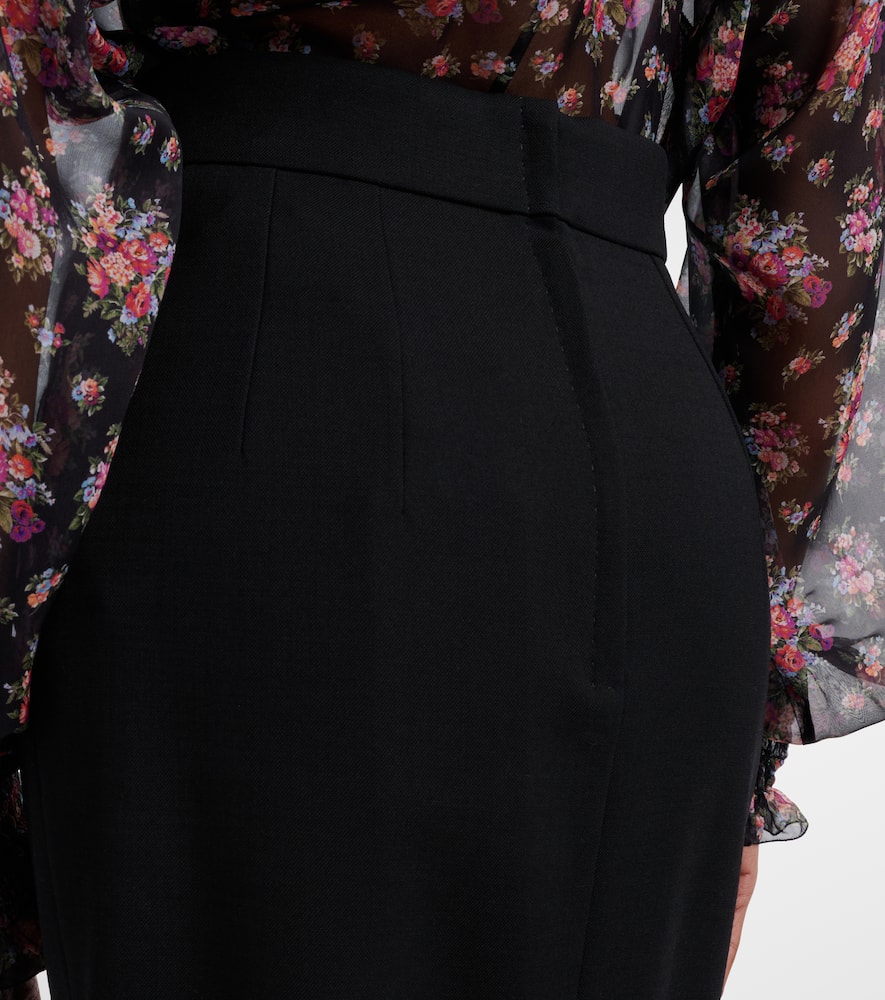 Wool-blend pencil skirt