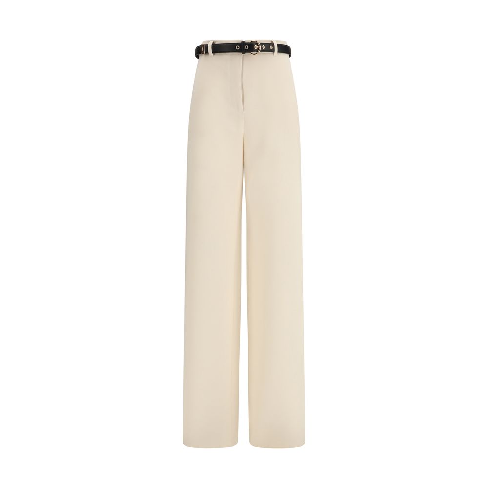 Wide-Leg Triacetate Trousers — Beige