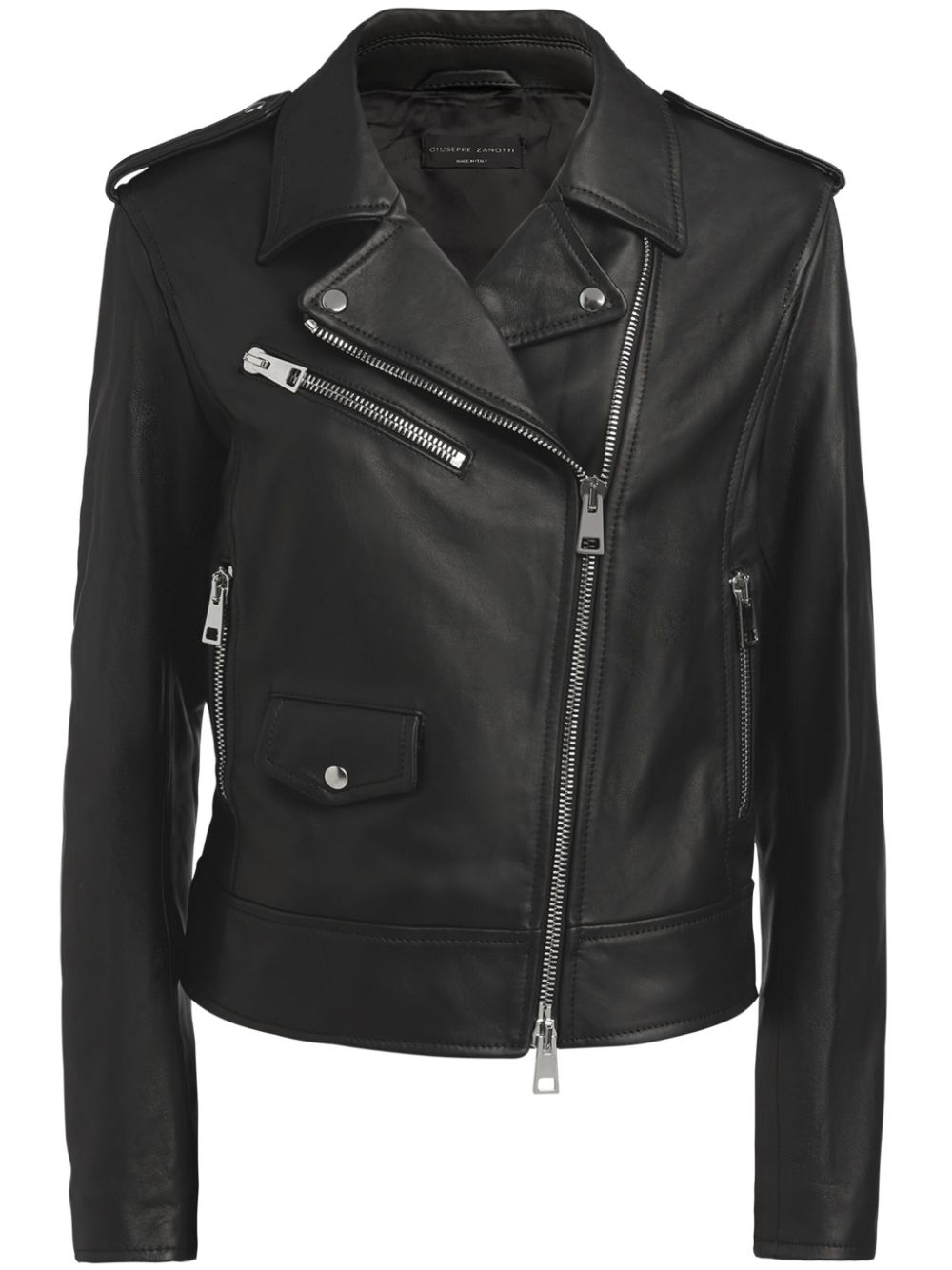 Amelia notched-lapels biker jacket - Black