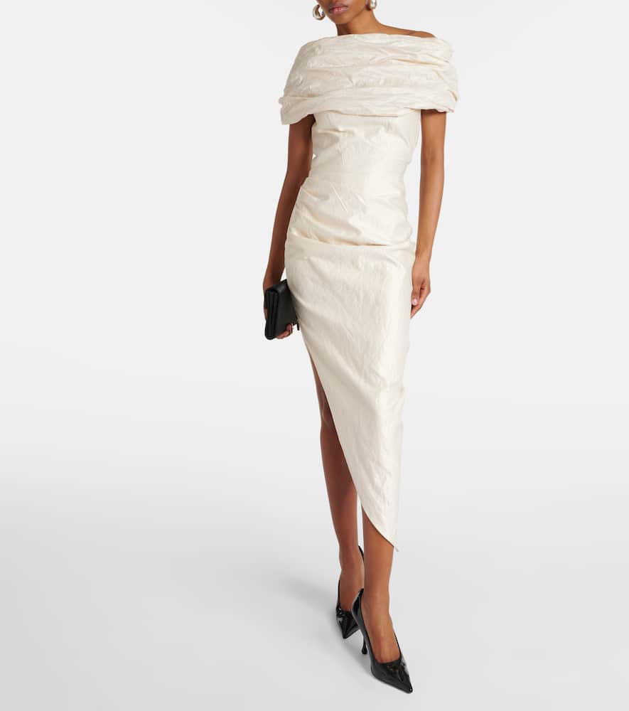 Amber draped cotton-blend midi dress