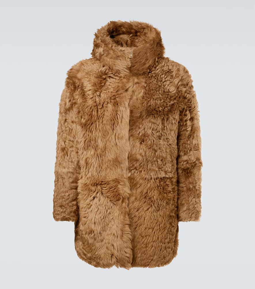 Hooded shearling coat