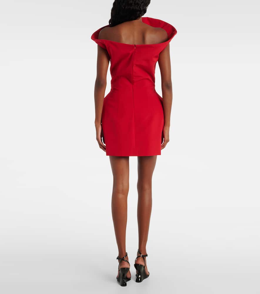 Asymmetric cotton-blend minidress