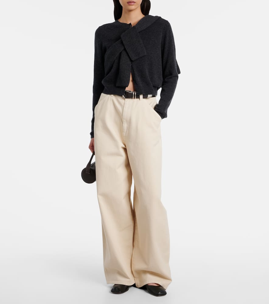Cropped wool and cashmere cardigan