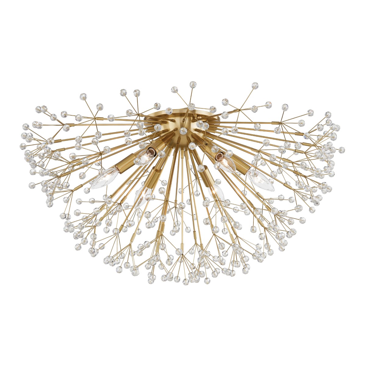 Aged Brass Six Light Semi Flush Mount from the Dunkirk Collection