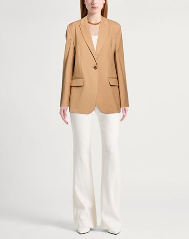 Woman Blazer Camel Size 10 Polyester, Virgin Wool, Elastane