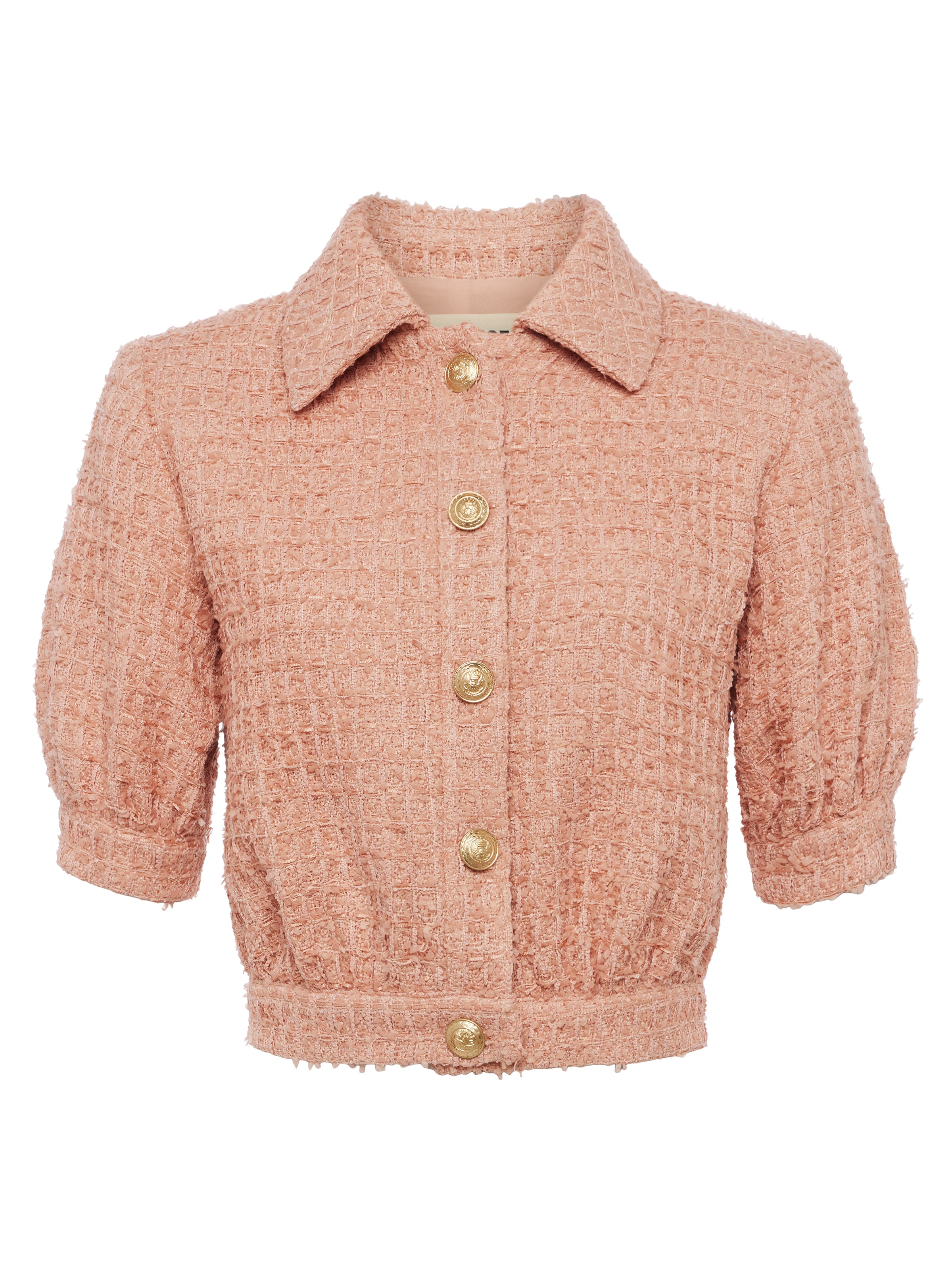 Cove Cropped Tweed Jacket In Dusty Pink