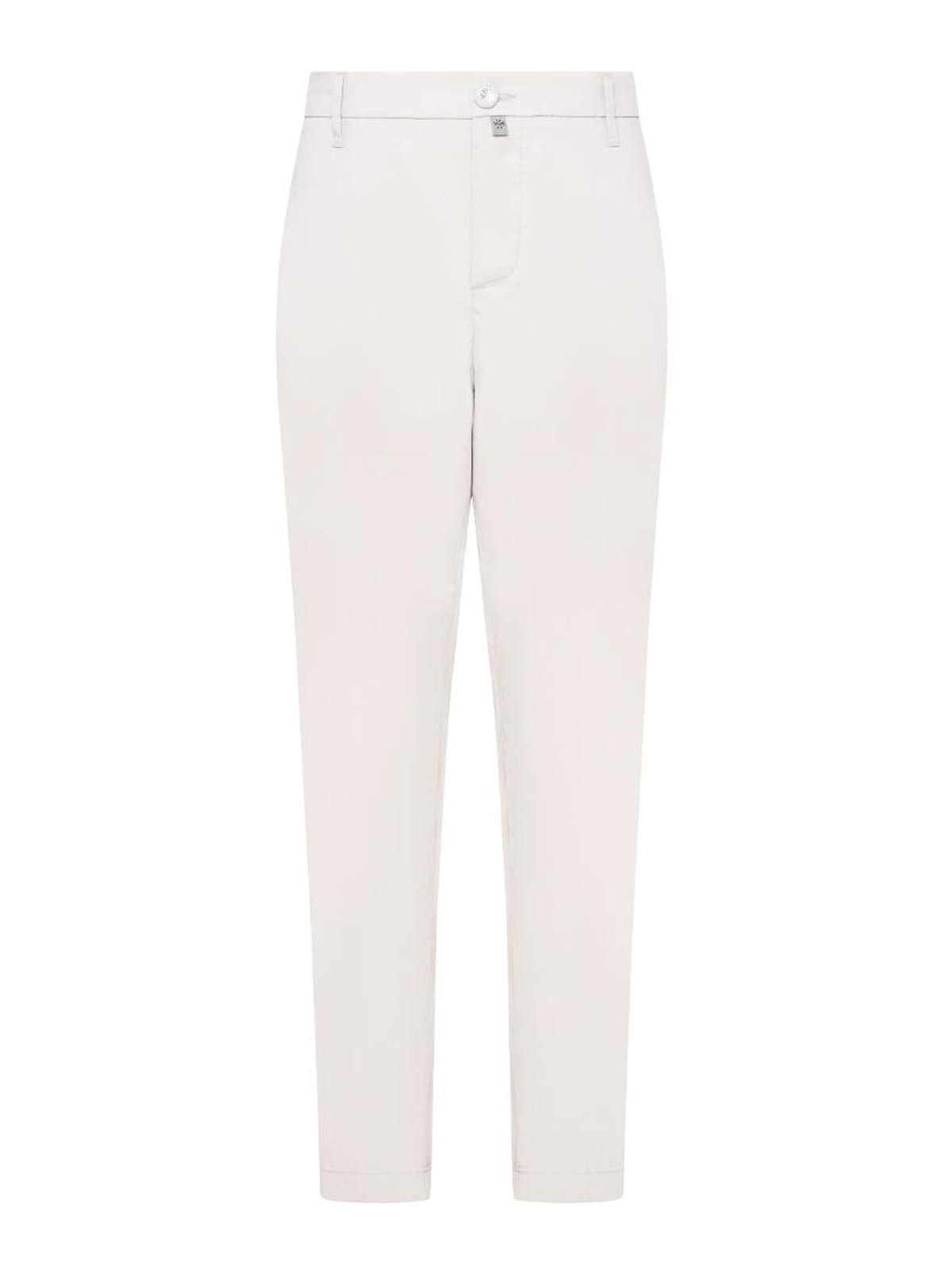 Pearl Grey Cotton Blend Tapered Leg Trousers