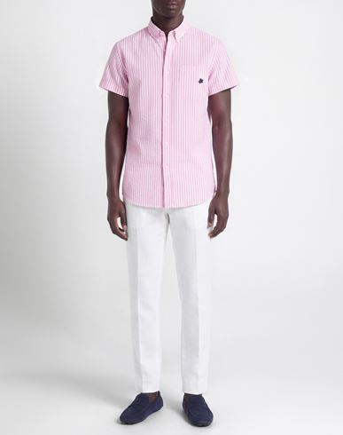 Man Shirt Pink Size L Cotton, Elastane