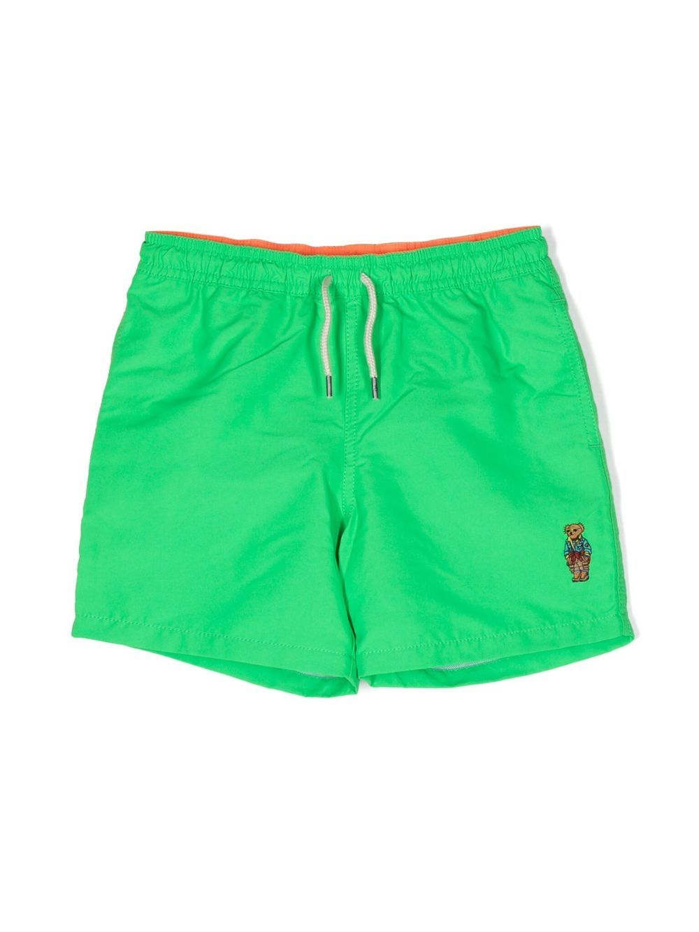 Embroidered-bear shorts - Green