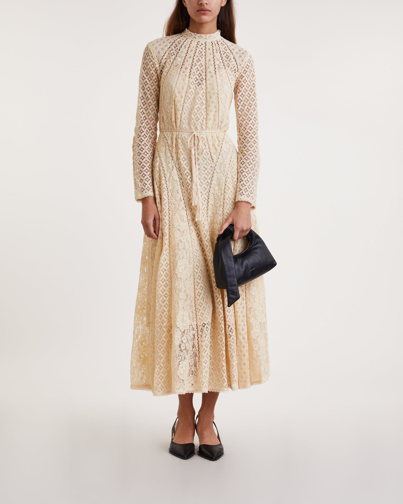 Zimmermann Dress Luminosity Lace Panelled Midi Cream 3