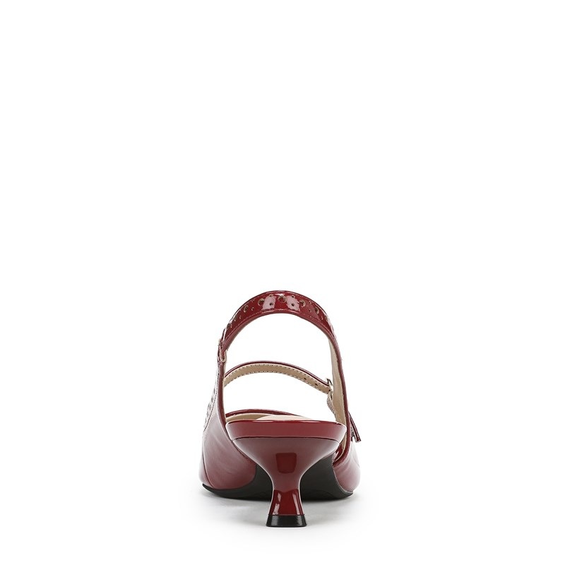 Women's Marilyn Slingback Kitten Heel Shoes (Dark Cherry Patent Leather)