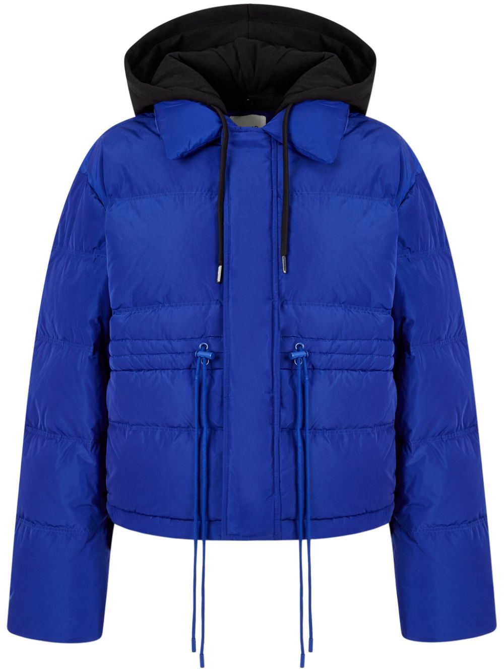 Detachable-drawstring hood down jacket - Black