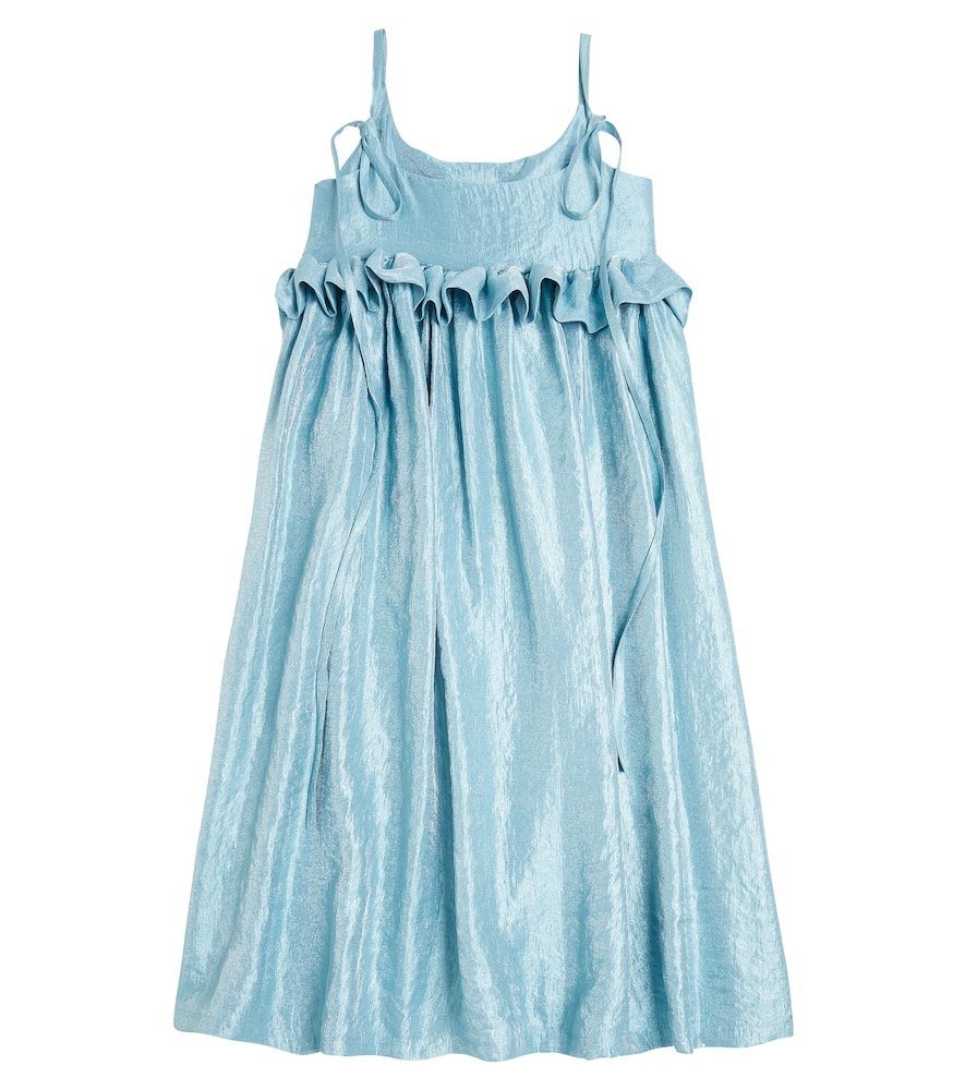 Ruffle-trimmed lamé dress