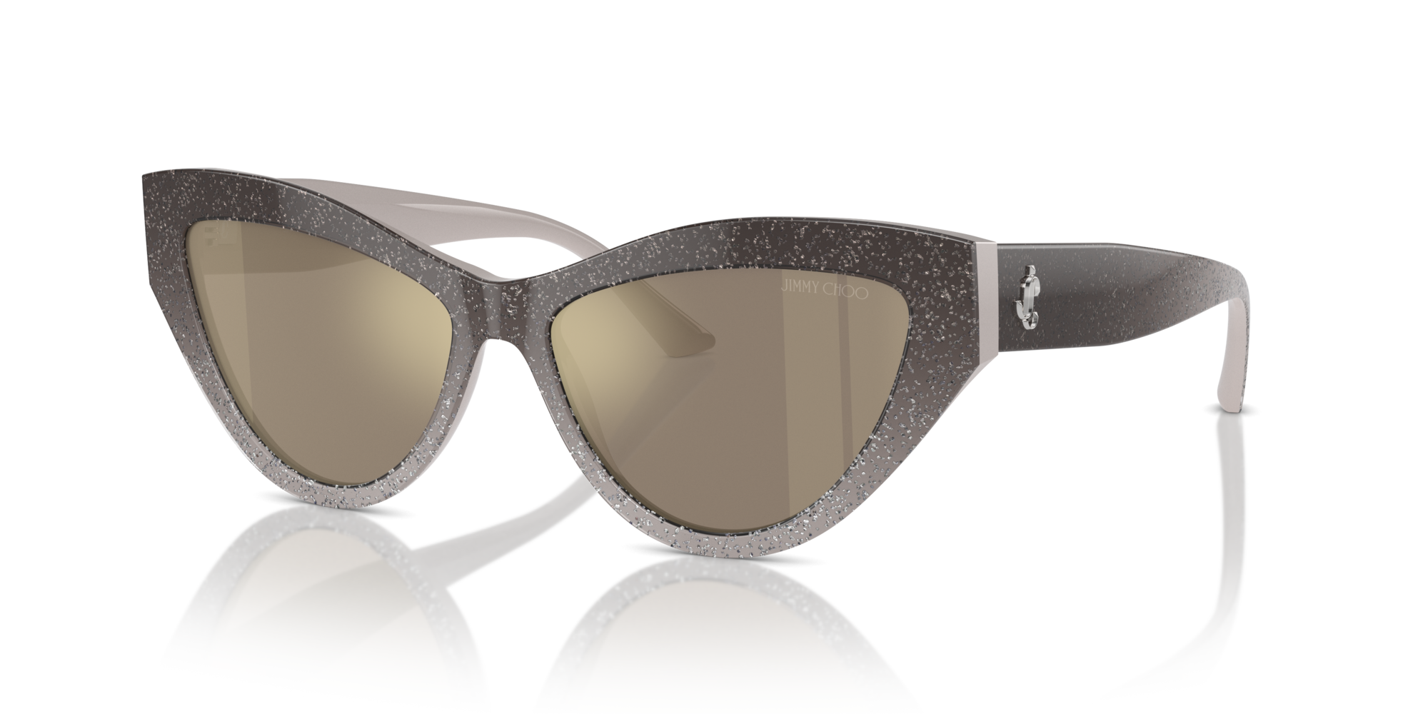 Jimmy Choo Woman Jimmy Choo JC5004 50465A Sunglasses Acetate Grey Brown Cat Eye Normal Mirror