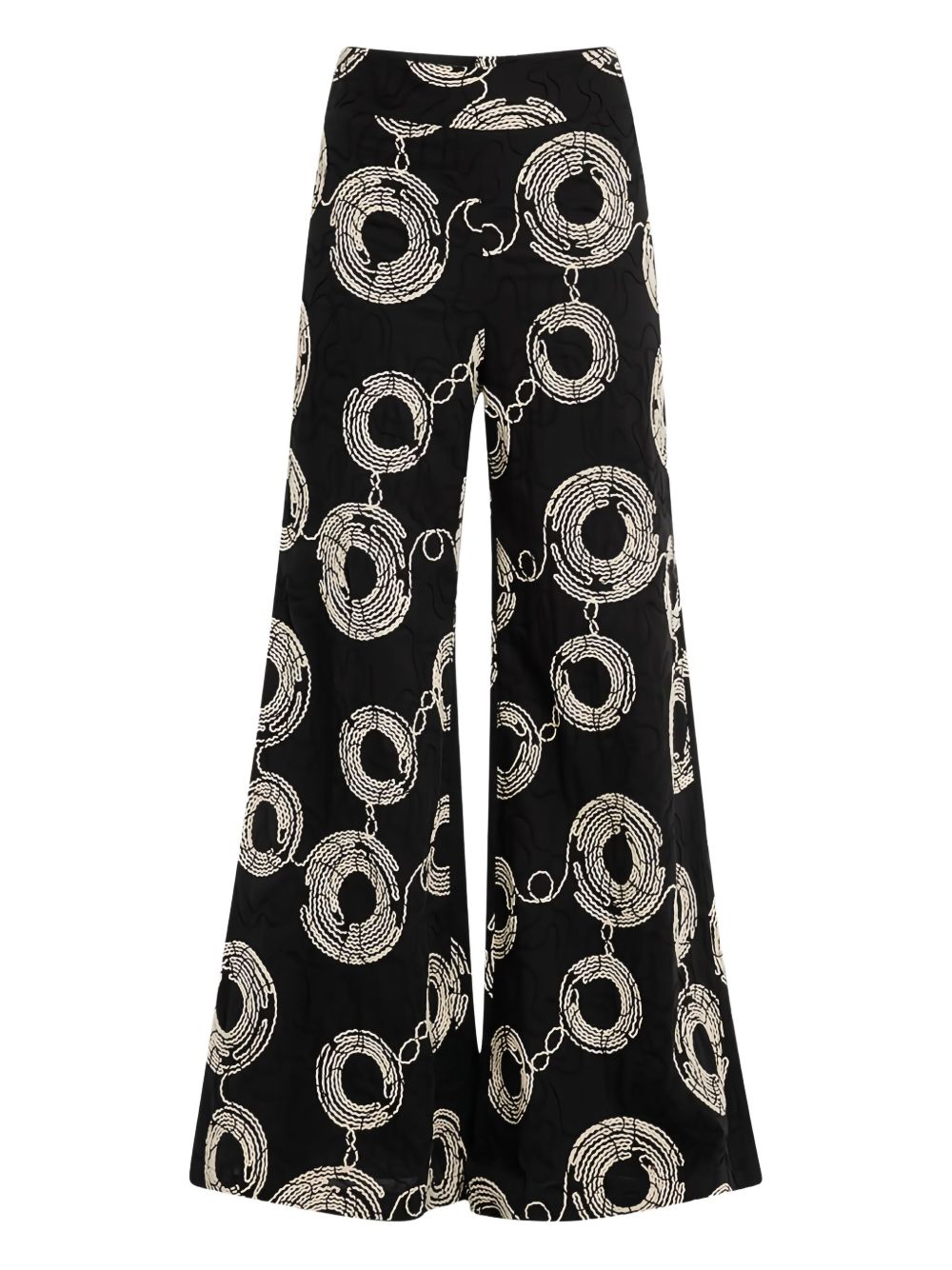 Circle-embroidered trousers - Black
