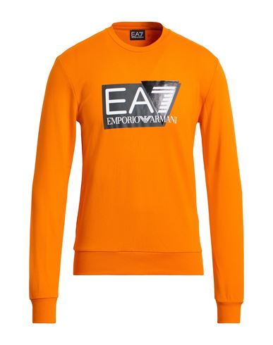 Man Sweatshirt Orange Size XXL Cotton, Elastane