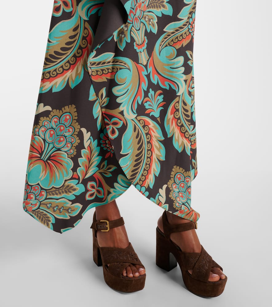 Floral asymmetric wrap skirt