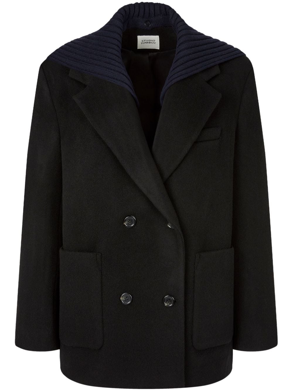 Detachable-knitted patch jacket - Black