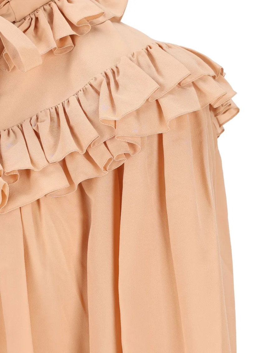 Oversized CrÊPe De Chine Ruffle Top