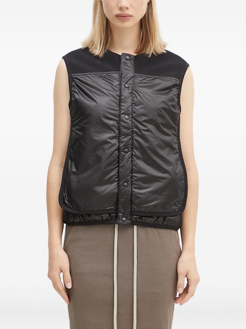 Panelled sleeveless vest - Black