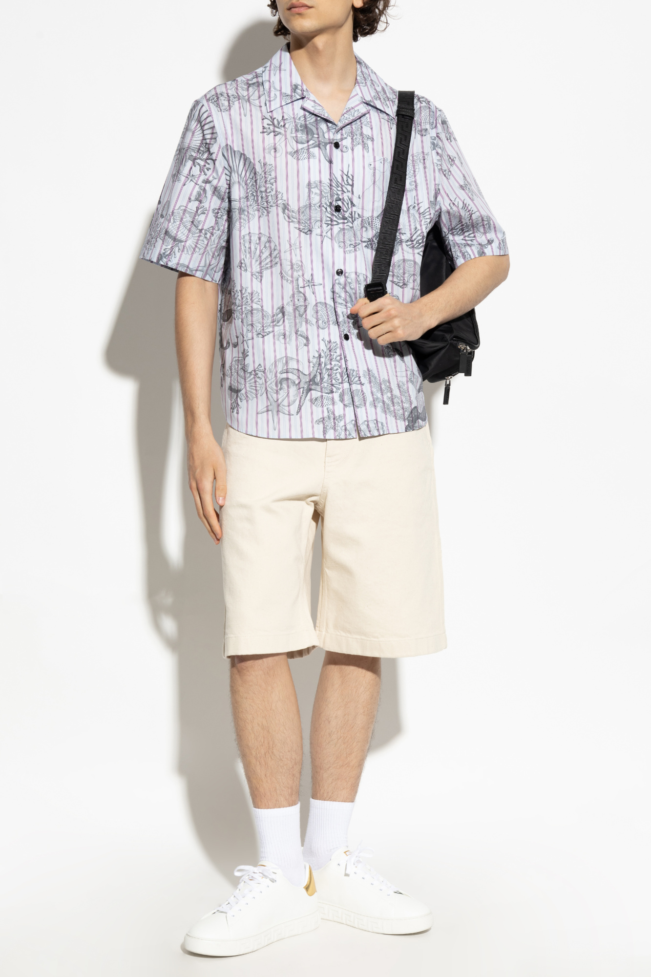 Versace Printed Shirt, Men's, Light Blue