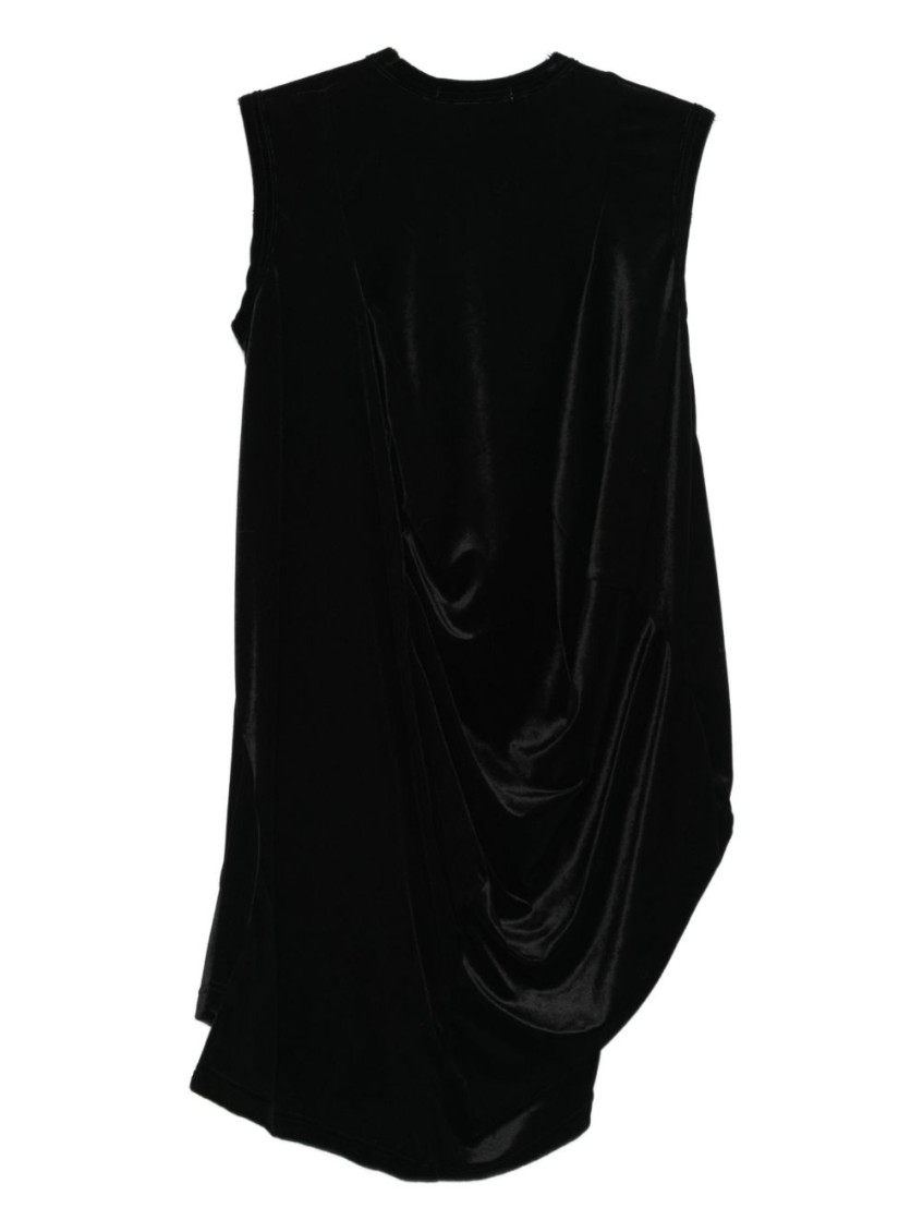 Black Crew Neck Draped Top