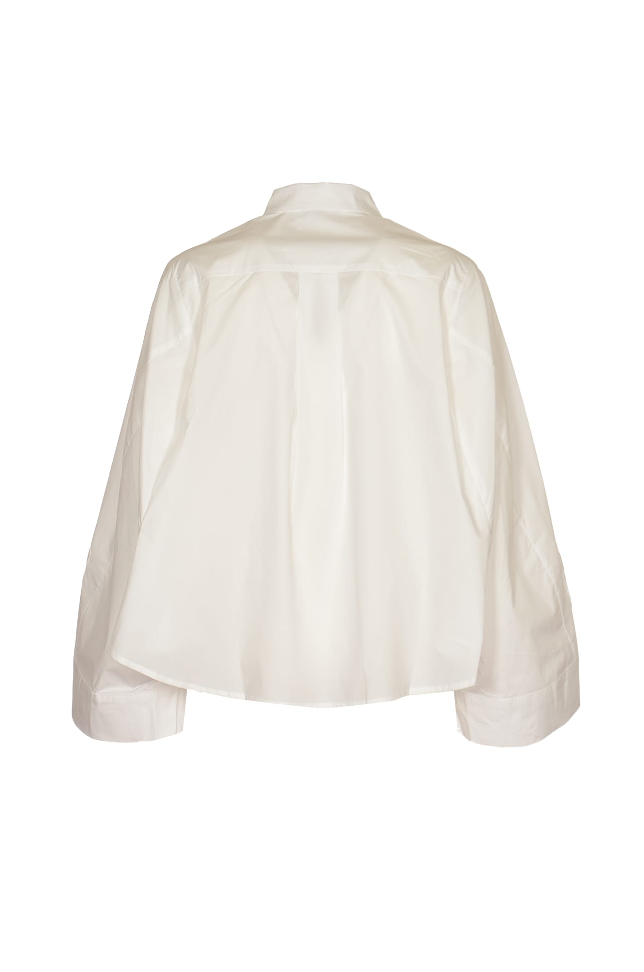 Wide-sleeved Patched Pocket Flare Shirt